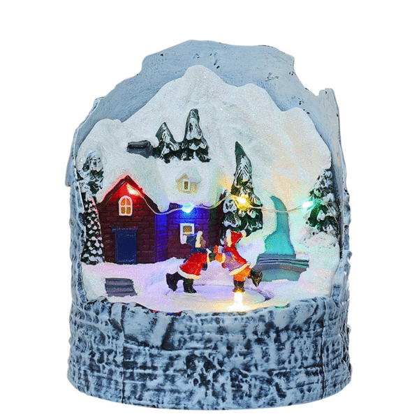 Xmas Wood with Led Light and moving Skaters