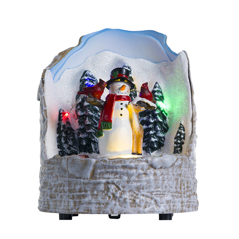 Xmas Wood with Led Light and moving Snowman