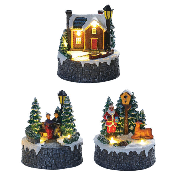 Resin Wood Base with Snowman,Kids,Choir Decorations