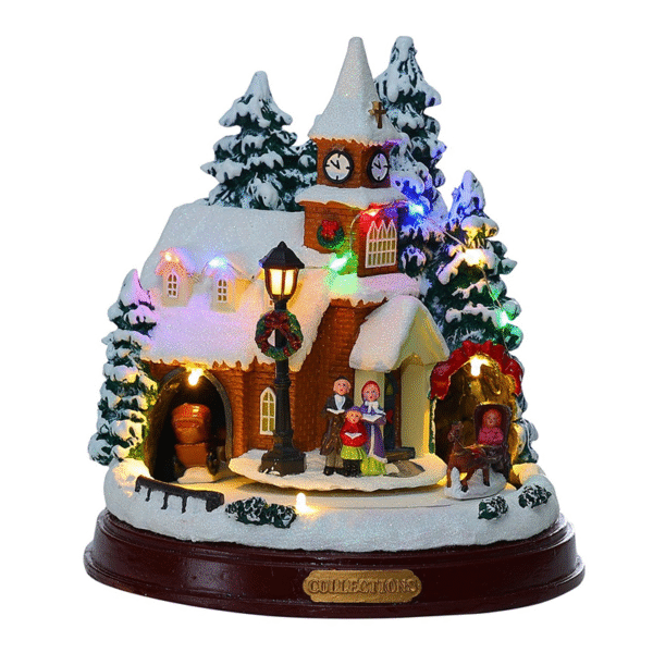 Xmas Village with Led Light and moving Carriage