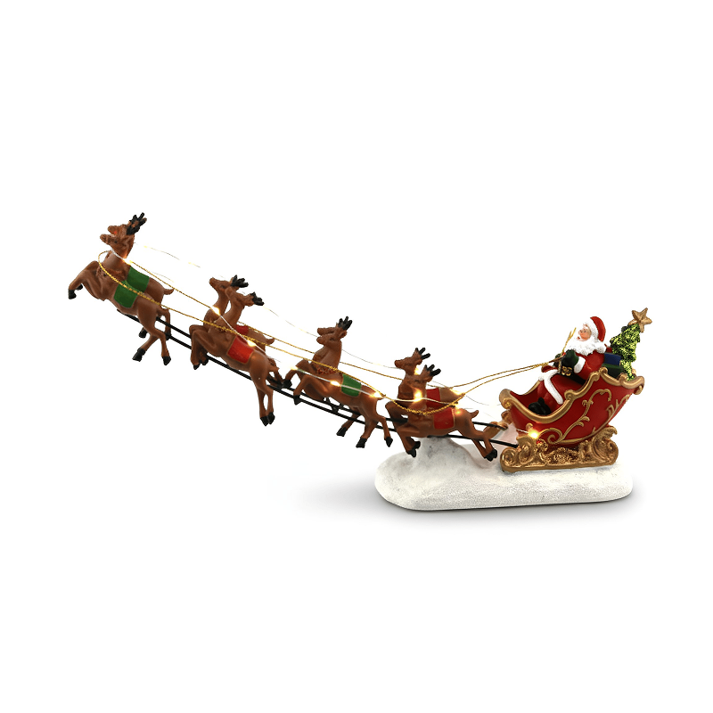 Santa Claus pulls the sleigh